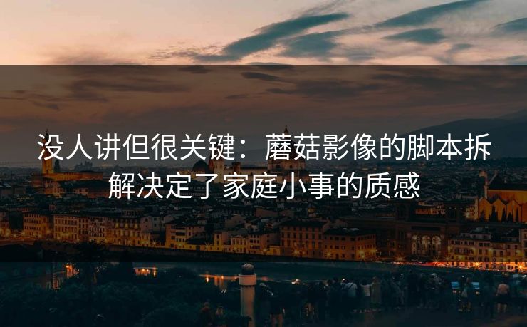 没人讲但很关键：蘑菇影像的脚本拆解决定了家庭小事的质感